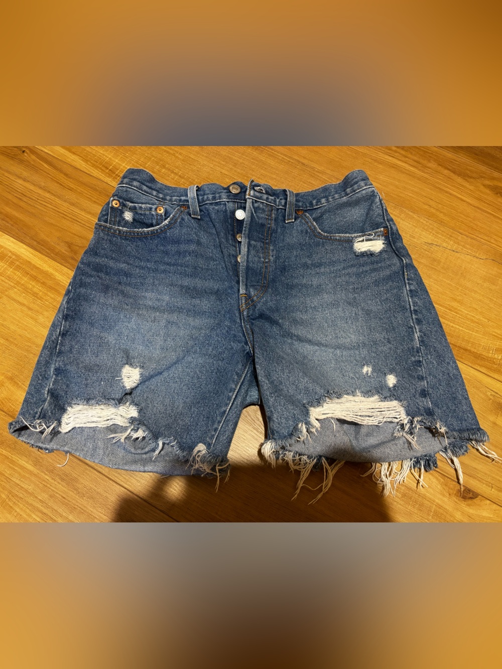 Levi’s Distressed High-Rise Women’s Denim Shorts - Blue Size 28